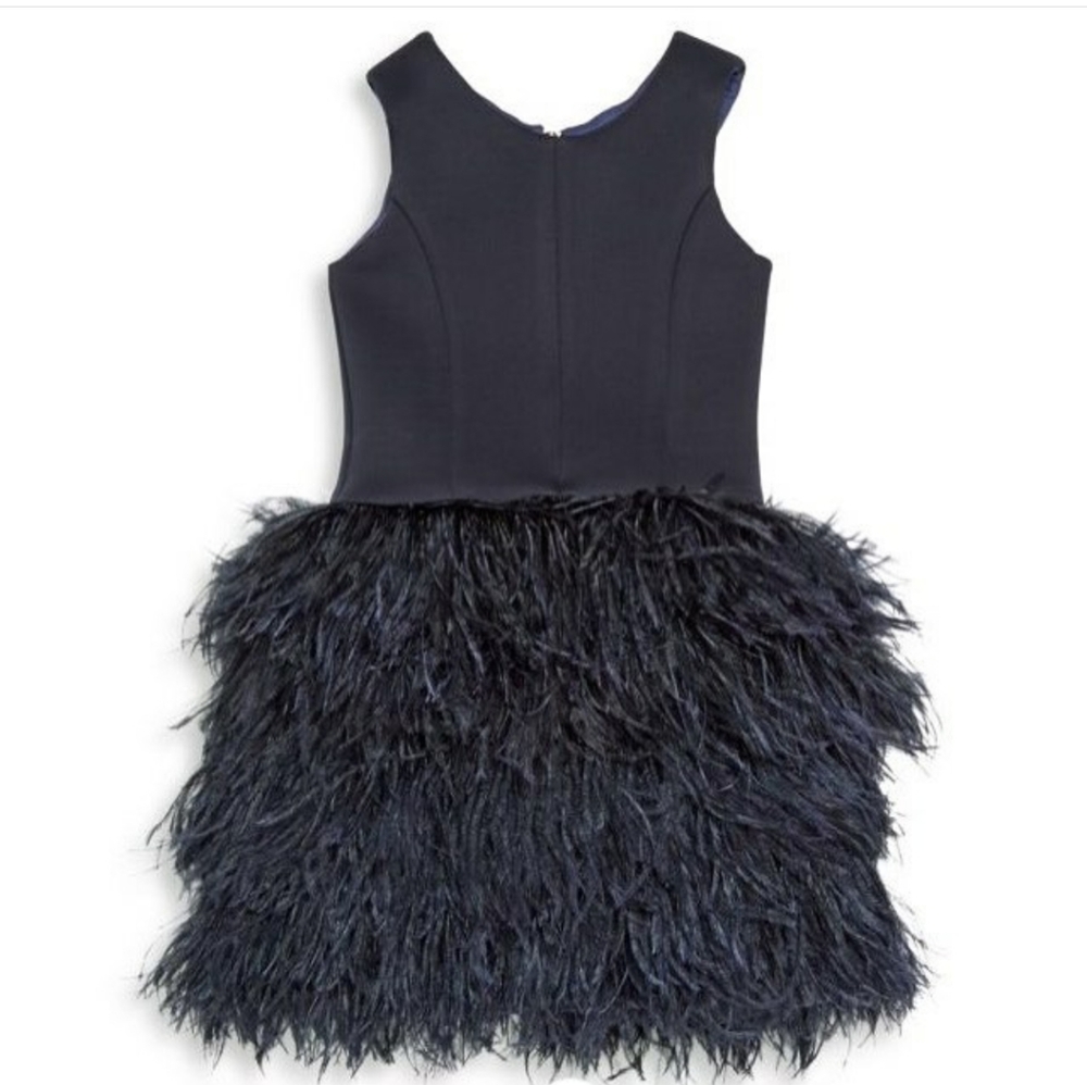 ZOE LTD Navy Blue feather dress gown 10